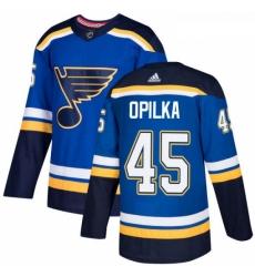 Youth Adidas St Louis Blues 45 Luke Opilka Authentic Royal Blue Home NHL Jersey 