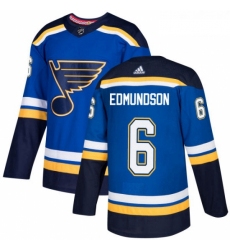 Youth Adidas St Louis Blues 6 Joel Edmundson Authentic Royal Blue Home NHL Jersey 