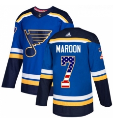 Youth Adidas St Louis Blues 7 Patrick Maroon Authentic Blue USA Flag Fashion NHL Jersey 