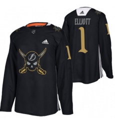 Men Tampa Bay Lightning 1 Brian Elliott Black Gasparilla Inspired Pirate Themed Warmup Stitched jersey