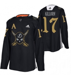 Men Tampa Bay Lightning 17 Alex Killorn Black Gasparilla Inspired Pirate Themed Warmup Stitched jersey