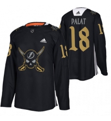 Men Tampa Bay Lightning 18 Ondrej Palat Black Gasparilla Inspired Pirate Themed Warmup Stitched jersey