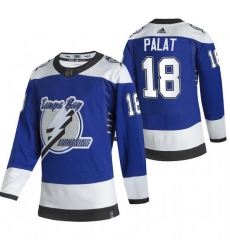 Men Tampa Bay Lightning 18 Ondrej Palat Blue Adidas 2020 21 Reverse Retro Alternate NHL Jersey