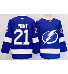 Men Tampa Bay Lightning 21 Brayden Point 2024 25 Blue Stitched Jersey