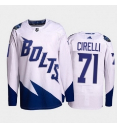 Men Tampa Bay Lightning 2371 Anthony Cirelli 2022 White Stadium Series Breakaway Stitched jersey