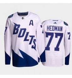 Men Tampa Bay Lightning 2377 Victor Hedman 2022 White Stadium Series Breakaway Stitched jersey
