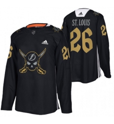 Men Tampa Bay Lightning 26 Martin St  Louis Black Gasparilla Inspired Pirate Themed Warmup Stitched jersey
