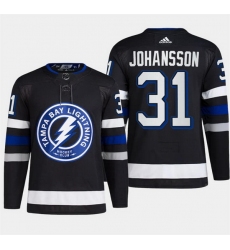 Men Tampa Bay Lightning 31 Jonas Johansson Black Alternate Premier Breakaway Stitched Jersey
