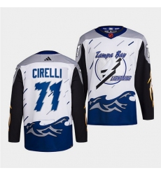 Men Tampa Bay Lightning 71 Anthony Cirelli White 2022 Reverse Retro Stitched Jersey