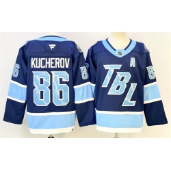 Men Tampa Bay Lightning 86 Nikita Kucherov Blue 2026 Stadium Series With A Patch Stitched Jersey