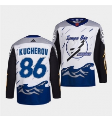 Men Tampa Bay Lightning 86 Nikita Kucherov White 2022 Reverse Retro Stitched Jersey