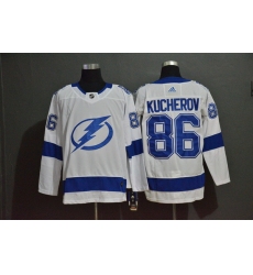 Men Tampa Bay Lightning 86 Nikita Kucherov White Adidas Jersey