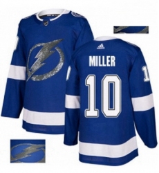 Mens Adidas Tampa Bay Lightning 10 JT Miller Authentic Royal Blue Fashion Gold NHL Jersey 
