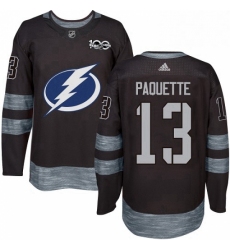 Mens Adidas Tampa Bay Lightning 13 Cedric Paquette Authentic Black 1917 2017 100th Anniversary NHL Jersey 