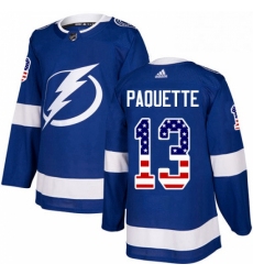 Mens Adidas Tampa Bay Lightning 13 Cedric Paquette Authentic Blue USA Flag Fashion NHL Jersey 