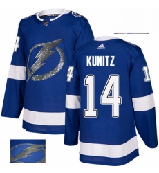 Mens Adidas Tampa Bay Lightning 14 Chris Kunitz Authentic Royal Blue Fashion Gold NHL Jersey 