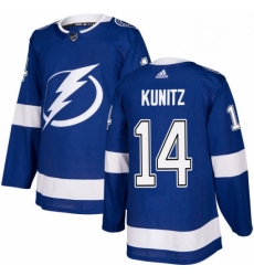 Mens Adidas Tampa Bay Lightning 14 Chris Kunitz Premier Royal Blue Home NHL Jersey 