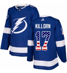 Mens Adidas Tampa Bay Lightning 17 Alex Killorn Authentic Blue USA Flag Fashion NHL Jersey 