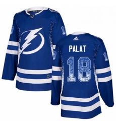 Mens Adidas Tampa Bay Lightning 18 Ondrej Palat Authentic Blue Drift Fashion NHL Jersey 