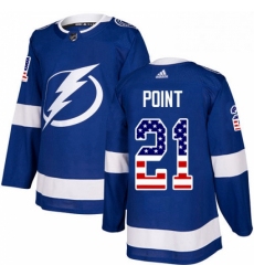 Mens Adidas Tampa Bay Lightning 21 Brayden Point Authentic Blue USA Flag Fashion NHL Jersey 