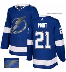 Mens Adidas Tampa Bay Lightning 21 Brayden Point Authentic Royal Blue Fashion Gold NHL Jersey 