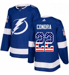 Mens Adidas Tampa Bay Lightning 22 Erik Condra Authentic Blue USA Flag Fashion NHL Jersey 