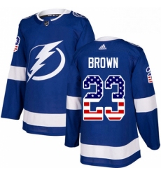 Mens Adidas Tampa Bay Lightning 23 JT Brown Authentic Blue USA Flag Fashion NHL Jersey 