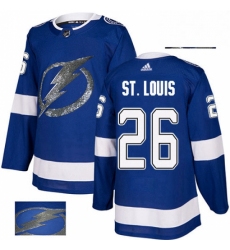 Mens Adidas Tampa Bay Lightning 26 Martin St Louis Authentic Royal Blue Fashion Gold NHL Jersey 