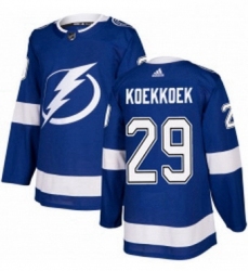 Mens Adidas Tampa Bay Lightning 29 Slater Koekkoek Premier Royal Blue Home NHL Jersey 