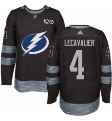 Mens Adidas Tampa Bay Lightning 4 Vincent Lecavalier Authentic Black 1917 2017 100th Anniversary NHL Jersey 