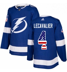 Mens Adidas Tampa Bay Lightning 4 Vincent Lecavalier Authentic Blue USA Flag Fashion NHL Jersey 