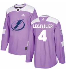 Mens Adidas Tampa Bay Lightning 4 Vincent Lecavalier Authentic Purple Fights Cancer Practice NHL Jersey 