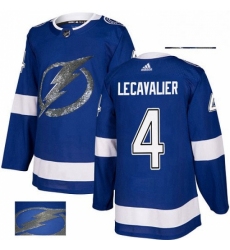 Mens Adidas Tampa Bay Lightning 4 Vincent Lecavalier Authentic Royal Blue Fashion Gold NHL Jersey 
