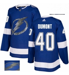 Mens Adidas Tampa Bay Lightning 40 Gabriel Dumont Authentic Royal Blue Fashion Gold NHL Jersey 
