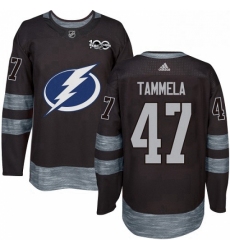 Mens Adidas Tampa Bay Lightning 47 Jonne Tammela Authentic Black 1917 2017 100th Anniversary NHL Jersey 