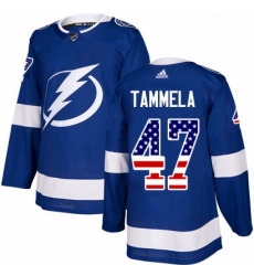 Mens Adidas Tampa Bay Lightning 47 Jonne Tammela Authentic Blue USA Flag Fashion NHL Jersey 