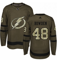 Mens Adidas Tampa Bay Lightning 48 Brett Howden Authentic Green Salute to Service NHL Jersey 