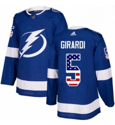 Mens Adidas Tampa Bay Lightning 5 Dan Girardi Authentic Blue USA Flag Fashion NHL Jersey 