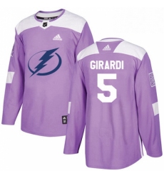 Mens Adidas Tampa Bay Lightning 5 Dan Girardi Authentic Purple Fights Cancer Practice NHL Jersey 