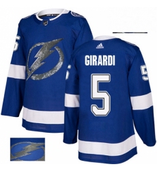 Mens Adidas Tampa Bay Lightning 5 Dan Girardi Authentic Royal Blue Fashion Gold NHL Jersey 