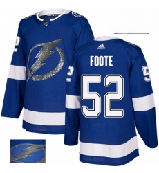 Mens Adidas Tampa Bay Lightning 52 Callan Foote Authentic Royal Blue Fashion Gold NHL Jersey 