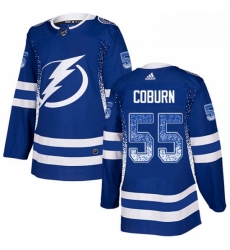 Mens Adidas Tampa Bay Lightning 55 Braydon Coburn Authentic Blue Drift Fashion NHL Jersey 