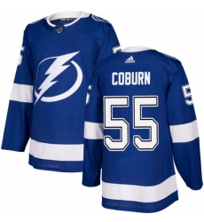 Mens Adidas Tampa Bay Lightning 55 Braydon Coburn Authentic Royal Blue Home NHL Jersey 