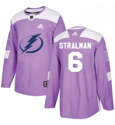 Mens Adidas Tampa Bay Lightning 6 Anton Stralman Authentic Purple Fights Cancer Practice NHL Jersey 