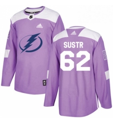 Mens Adidas Tampa Bay Lightning 62 Andrej Sustr Authentic Purple Fights Cancer Practice NHL Jersey 