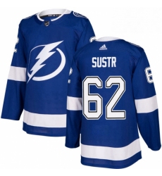 Mens Adidas Tampa Bay Lightning 62 Andrej Sustr Authentic Royal Blue Home NHL Jersey 