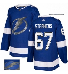 Mens Adidas Tampa Bay Lightning 67 Mitchell Stephens Authentic Royal Blue Fashion Gold NHL Jersey 