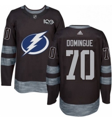 Mens Adidas Tampa Bay Lightning 70 Louis Domingue Authentic Black 1917 2017 100th Anniversary NHL Jerse