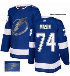 Men's Adidas Tampa Bay Lightning #74 Dominik Masin Authentic Royal Blue Fashion Gold NHL Jersey