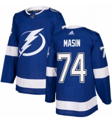 Mens Adidas Tampa Bay Lightning 74 Dominik Masin Premier Royal Blue Home NHL Jersey 